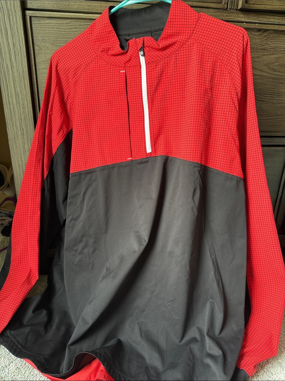 FootJoy Men's Red and Black Half-Zip Pullover Jacket